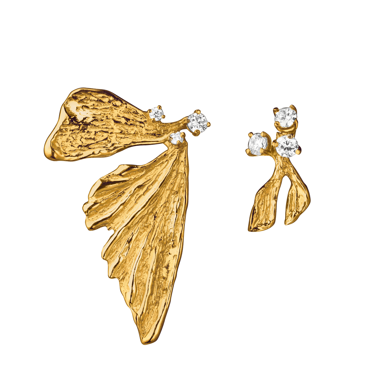 Купить Инсайт Серьги-пусеты асимметричные, позолота