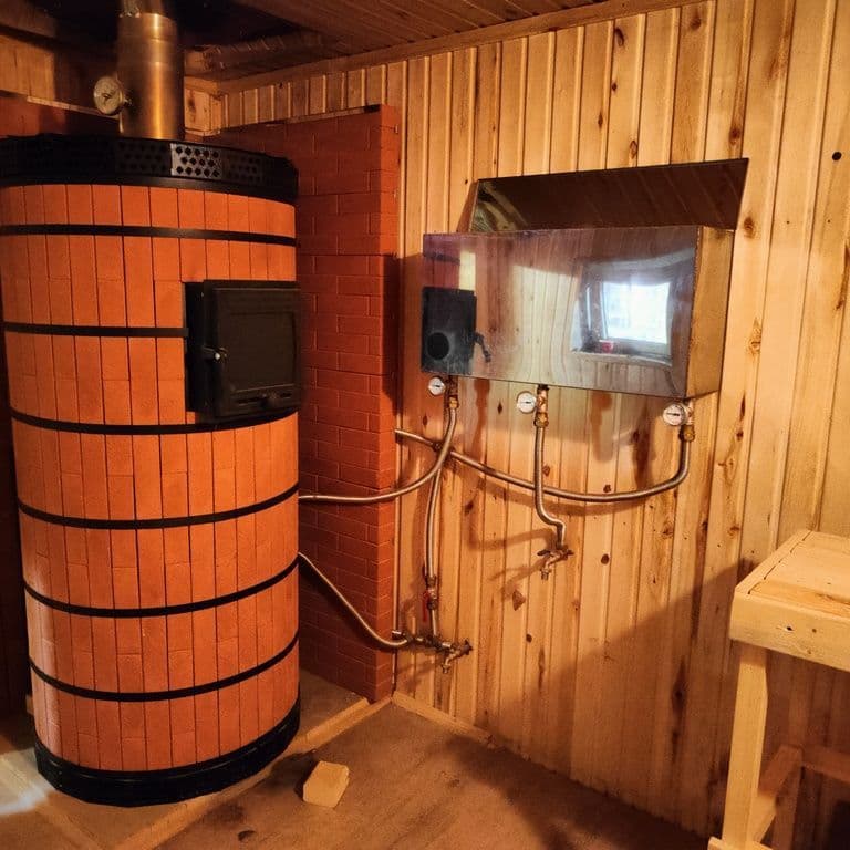 Купить Печь банная с обращенным пламенем "ОБРАЩЕНКА-КДМ" в кирпичной облицовке