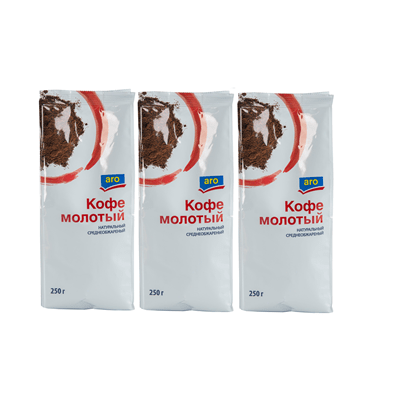 Купить ARO КОФЕ МОЛОТЫЙ НАТУРАЛЬНЫЙ ЖАРЕНЫЙ 250 Г. Х 3 ШТ. доставка продуктов Тюмень . доставка продуктов в Тюмени . доставка фруктов Тюмень . доставк
