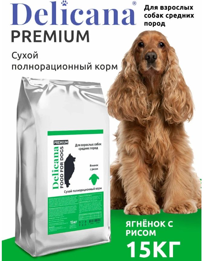 Купить Delicana сухой корм для взрослых собак средних пород с
