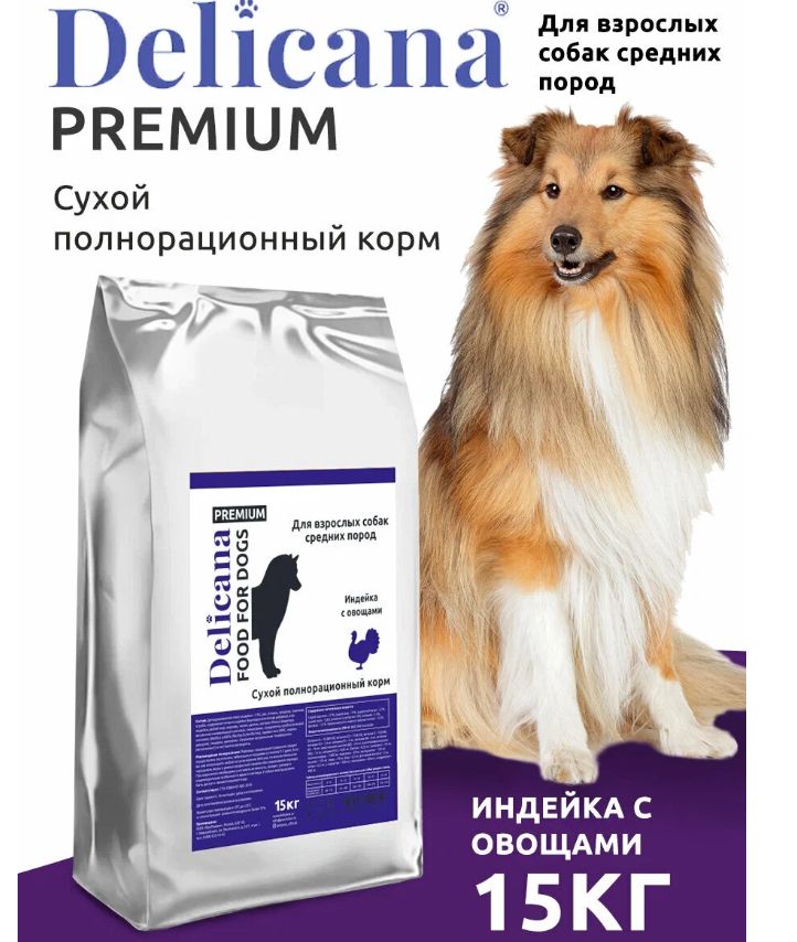 Купить Delicana сухой корм для взрослых собак средних пород с