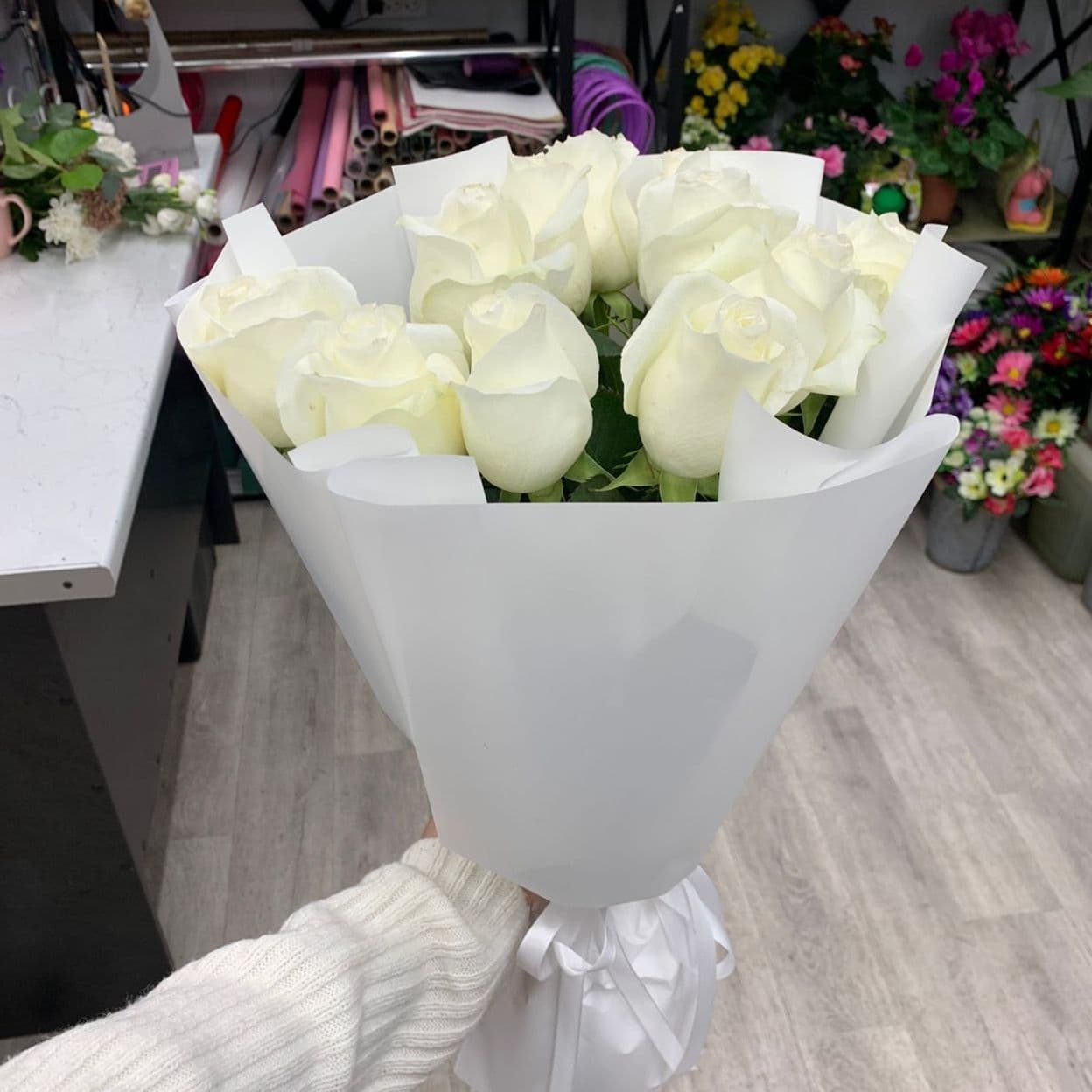 Купить Букет белые розы