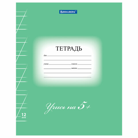 Купить Тетрадь 12 л., косая линия, "УЧИСЬ НА 5+", НАБОР 5 шт.