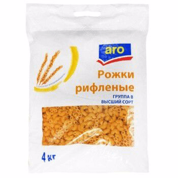 Купить МАКАРОНЫ ARO РОЖКИ РИФЛЕНЫЕ №56 4 КГ. доставка продуктов Тюмень . доставка продуктов в Тюмени . доставка фруктов Тюмень . доставка фруктов в Тю