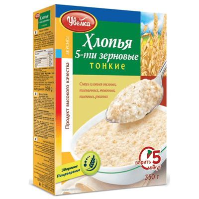 Купить ХЛОПЬЯ 5-ЗЕРНОВЫЕ УВЕЛКА ТОНКИЕ 350 Г. с доставкой на дом . Доставка продуктов Тюмень , доставка продуктов в Тюмени , dostavka-produktov-tyumen