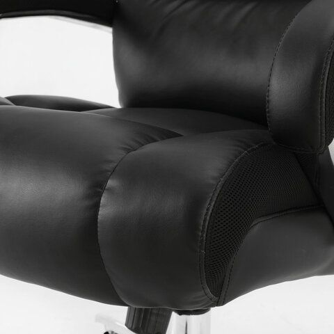Купить Кресло офисное BRABIX PREMIUM "Bomer HD-007", НАГРУЗКА до 250 кг, рециклированная кожа, хром, черное. Артикул 531939