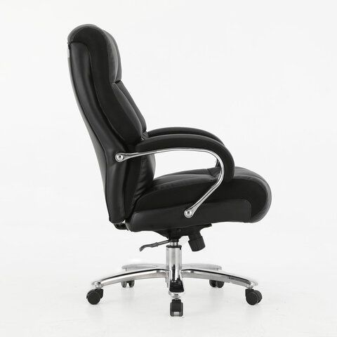 Купить Кресло офисное BRABIX PREMIUM "Bomer HD-007", НАГРУЗКА до 250 кг, рециклированная кожа, хром, черное. Артикул 531939
