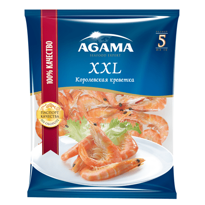Купить КРЕВЕТКИ КОРОЛЕВСКИЕ AGAMA С ГОЛОВОЙ XXL ВАРЕНО-МОРОЖЕНЫЕ №5 700 Г . доставка продуктов тюмень . доставка продуктов в тюмени . доставка фруктов