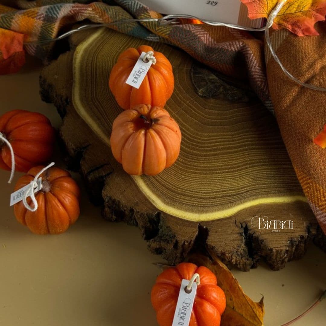 Купить Интерьерная свеча "Тыква" с ароматом печенья. Вид 5