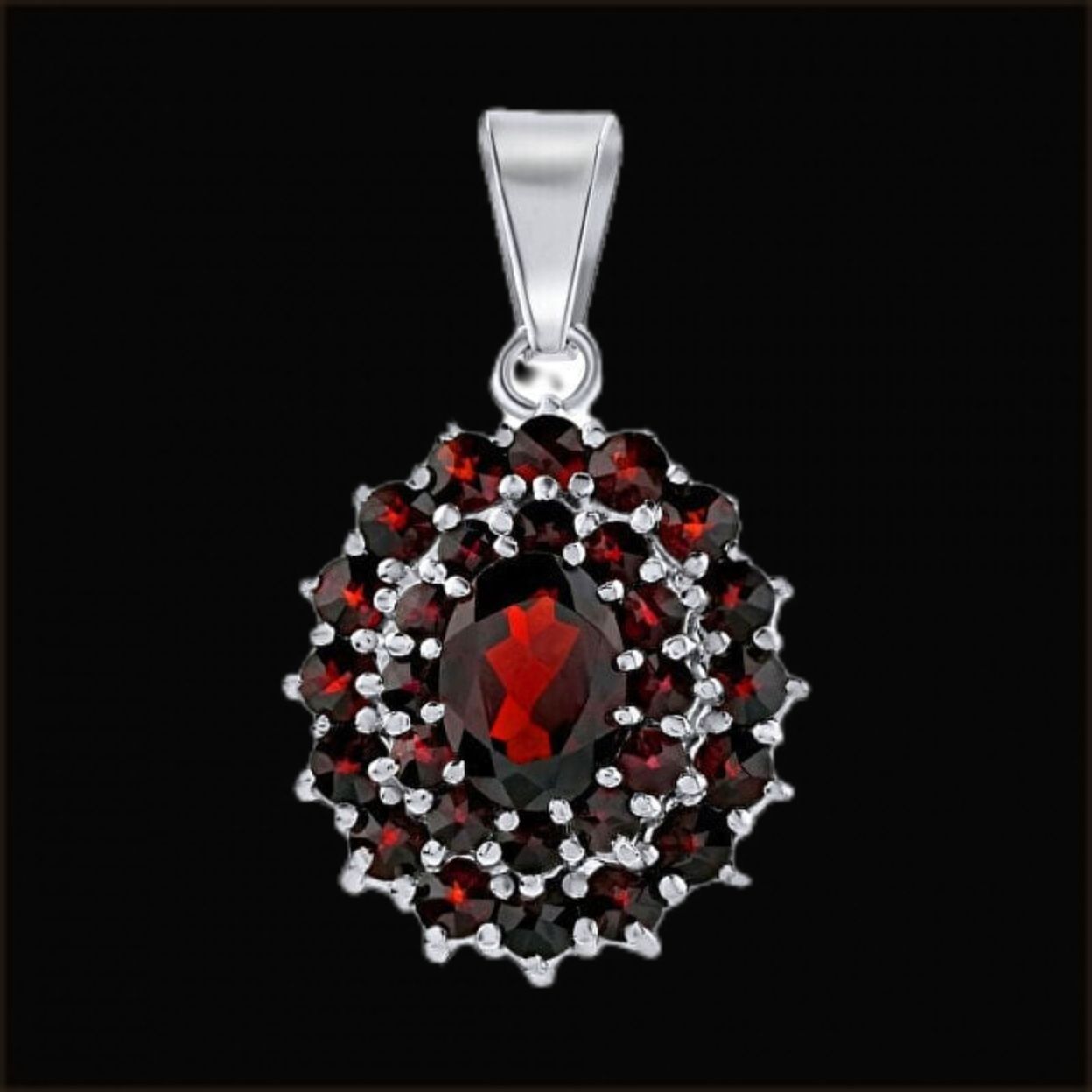 Купить Luxury silver pendant with real Czech garnet SILVEGO180024