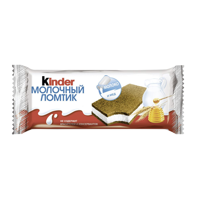 Купить  ПИРОЖНОЕ БИСКВИТНОЕ KINDER МОЛОЧНЫЙ ЛОМТИК С МОЛОЧНОЙ НАЧИНКОЙ 28 Г. Х 20 ШТ. с доставкой на дом . Доставка продуктов Тюмень , доставка продук