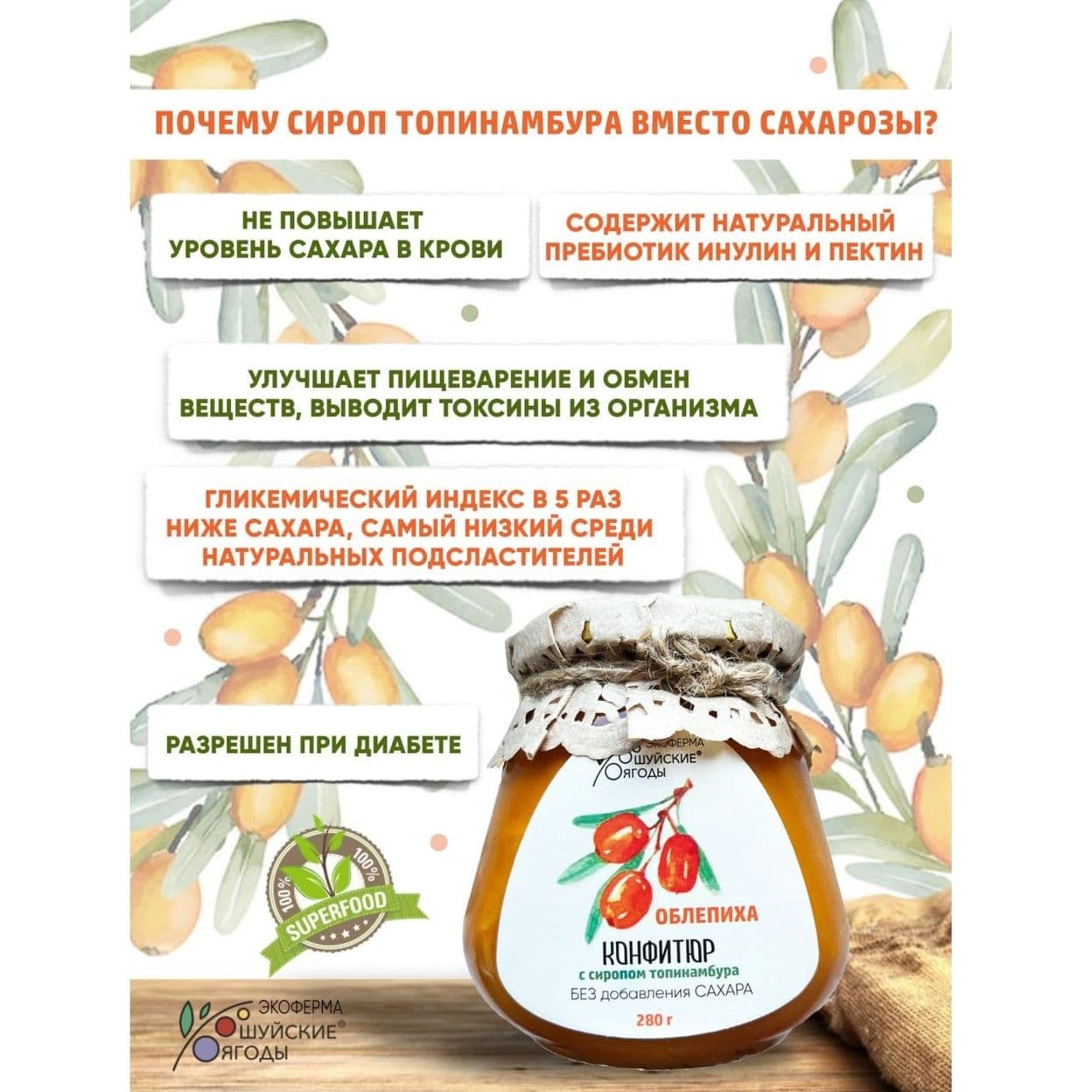 Купить КОНФИТЮР ОБЛЕПИХА