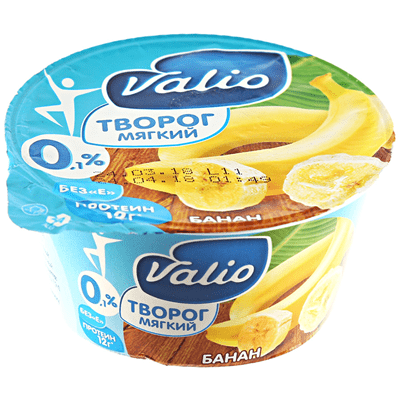 Купить ТВОРОГ VALIO С БАНАНОМ 0,1% 140Г. доставка продуктов Тюмень . доставка продуктов в Тюмени . доставка фруктов Тюмень . доставка фруктов в Тюмени