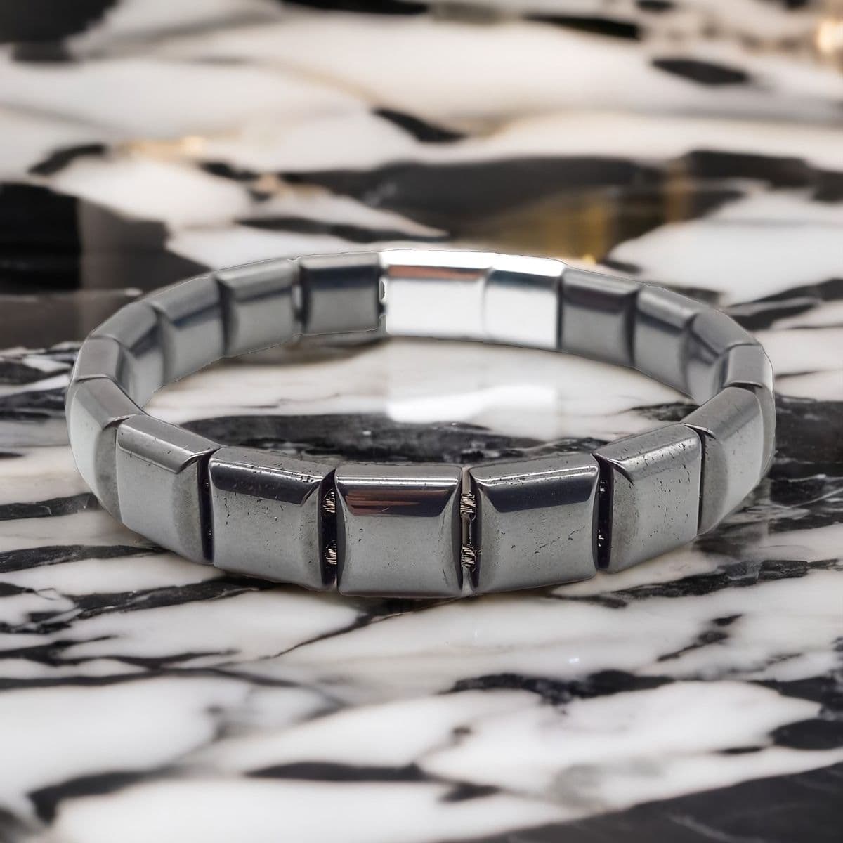 Купить Гематит, сталь. Браслет мужской / женский из натуральных камней Гематит (арт. DMBR016)