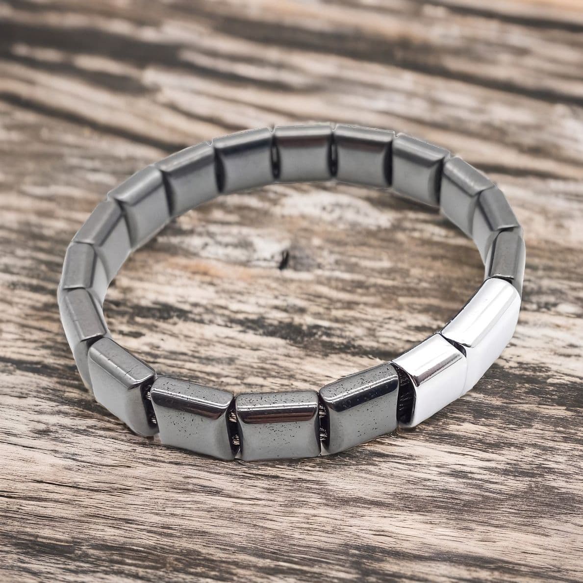 Купить Гематит, сталь. Браслет мужской / женский из натуральных камней Гематит (арт. DMBR016)
