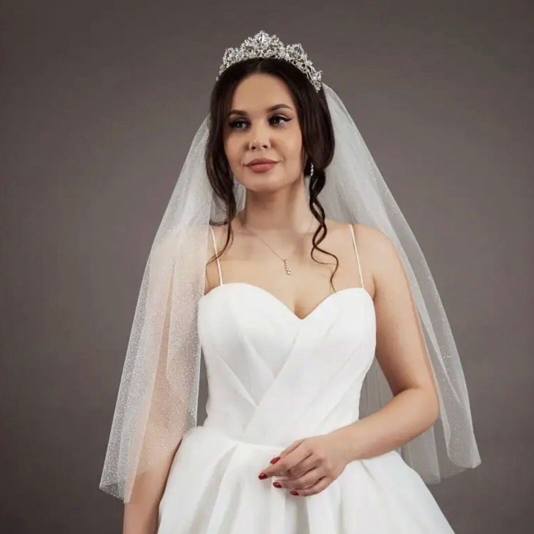 Купить Фата белая блестящая