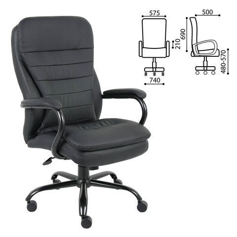 Купить Кресло офисное BRABIX PREMIUM "Heavy Duty HD-001", усиленное, НАГРУЗКА до 200 кг, экокожа. Артикул 531015