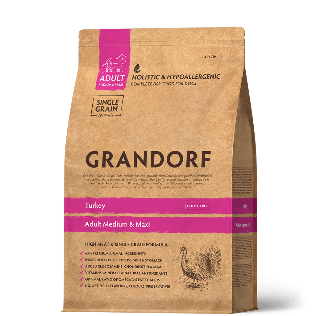 Купить GRANDORF Adult Medium & Maxi сухой корм для собак средних и крупных пород, с индейкой 3кг