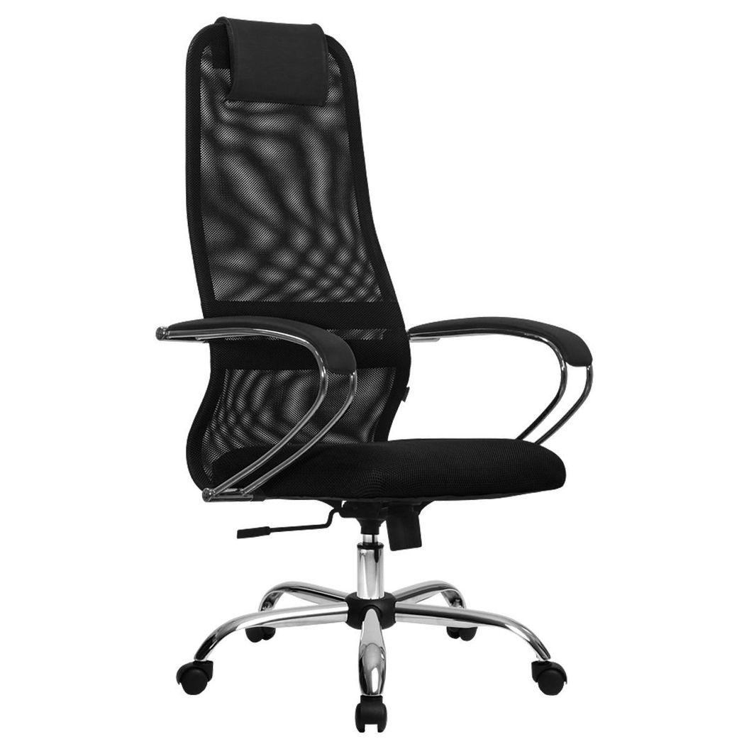 Купить Кресло руководителя Helmi HL-E45 "Suasive", ткань-сетка/cетка, черный, механизм качания, хром. Артикул 330326