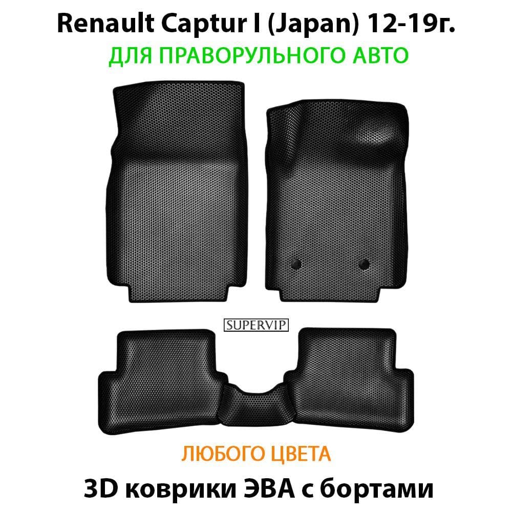 Купить Автоковрики ЭВА с бортами для Renault Captur I (Japan) для праворульного авто