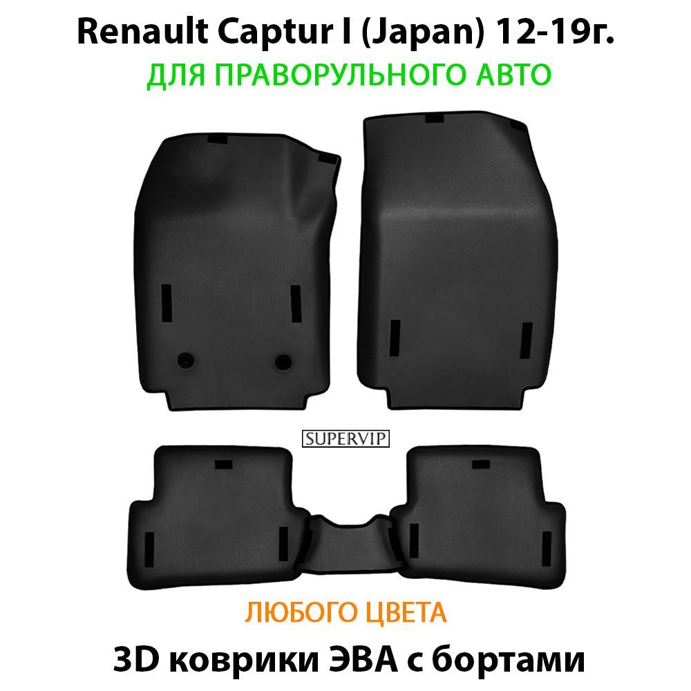 Купить Автоковрики ЭВА с бортами для Renault Captur I (Japan) для праворульного авто