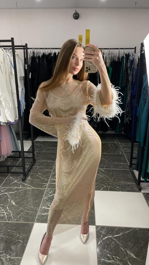 Купить Платье миди из блестящей сеточки