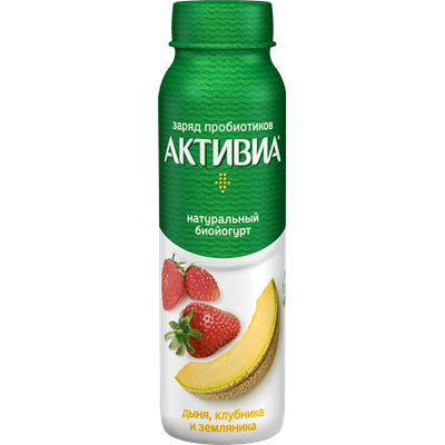 Купить ЙОГУРТ ПИТЬЕВОЙ АКТИВИА С ДЫНЕЙ КЛУБНИКОЙ И ЗЕМЛЯНИКОЙ 2,4% 260 Г. доставка продуктов Тюмень . доставка продуктов в Тюмени . доставка фруктов Т