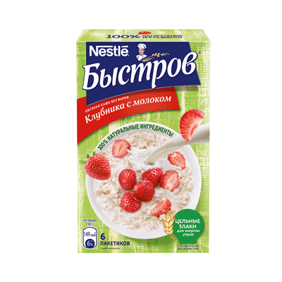 Купить БЫСТРОВ КАША ОВСЯНАЯ БЕЗ ВАРКИ КЛУБНИКА С МОЛОКОМ 40 Г. Х 6 ШТ. с доставкой на дом . Доставка продуктов Тюмень , доставка продуктов в Тюмени , 