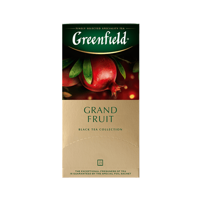Купить GREENFIELD ЧАЙ ЧЕРНЫЙ С АРОМАТОМ ГРАНАТА И РАСТИТЕЛЬНЫМИ КОМПОНЕНТАМИ GRAND FRUIT 25 ШТ. Х 10 ШТ. доставка продуктов Тюмень . доставка продукто