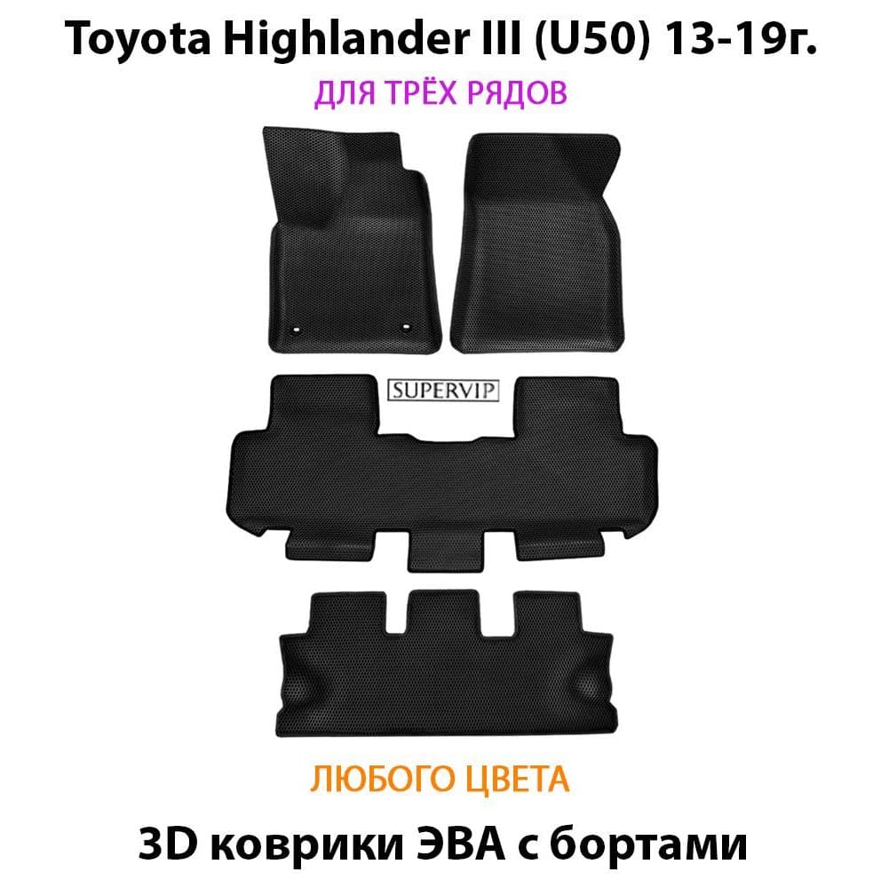 Купить Автоковрики ЭВА с бортами для Toyota Highlander III (U50)