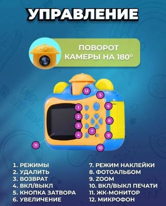 Купить Детский фотоаппарат с мгновенной печатью фото.