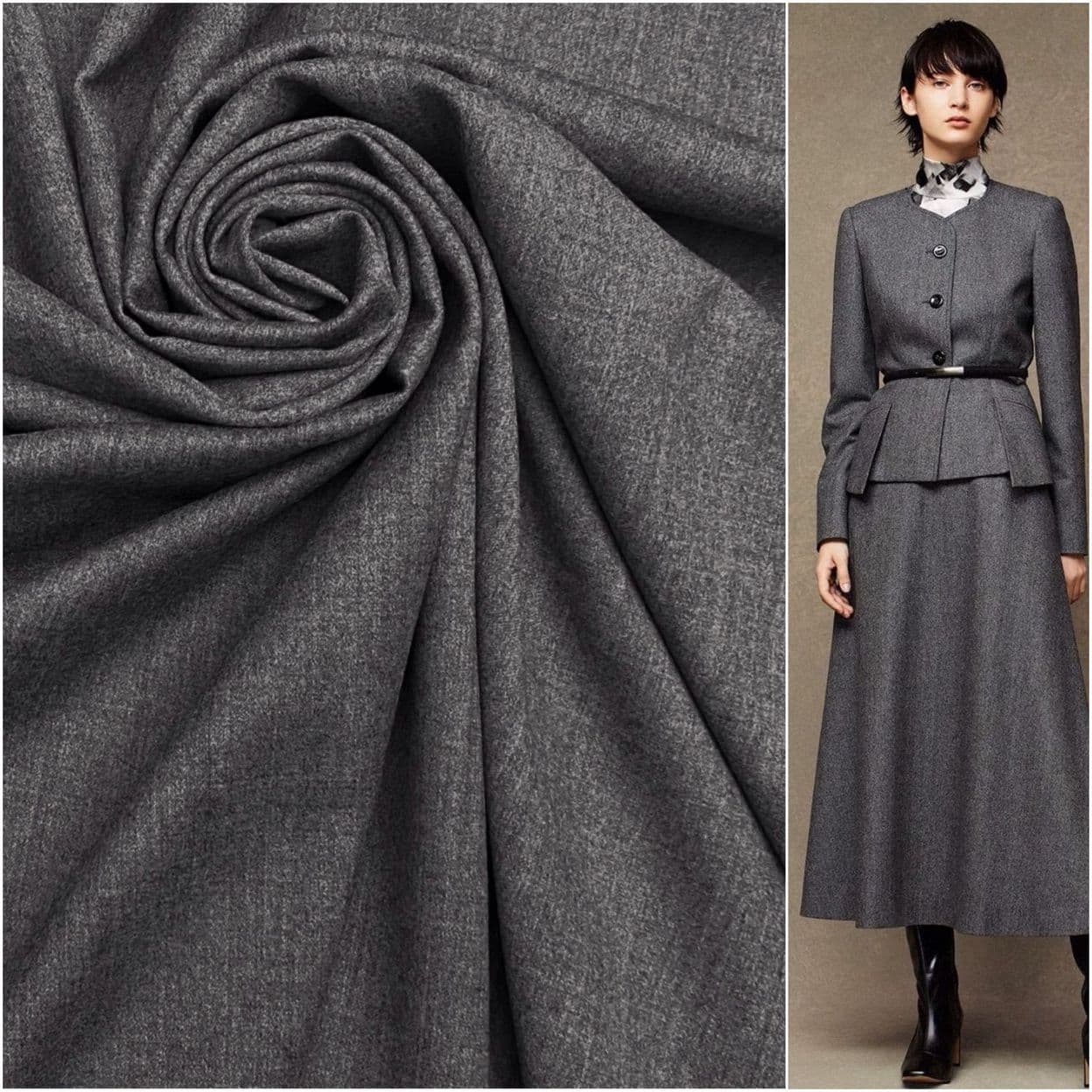 Купить ткань костюмная шерсть серая , линия Salvatore Ferragamo.