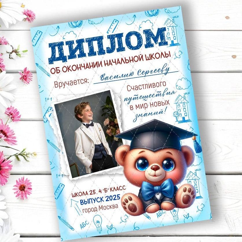 Купить Диплом "Мишка" для выпускника нач.школы