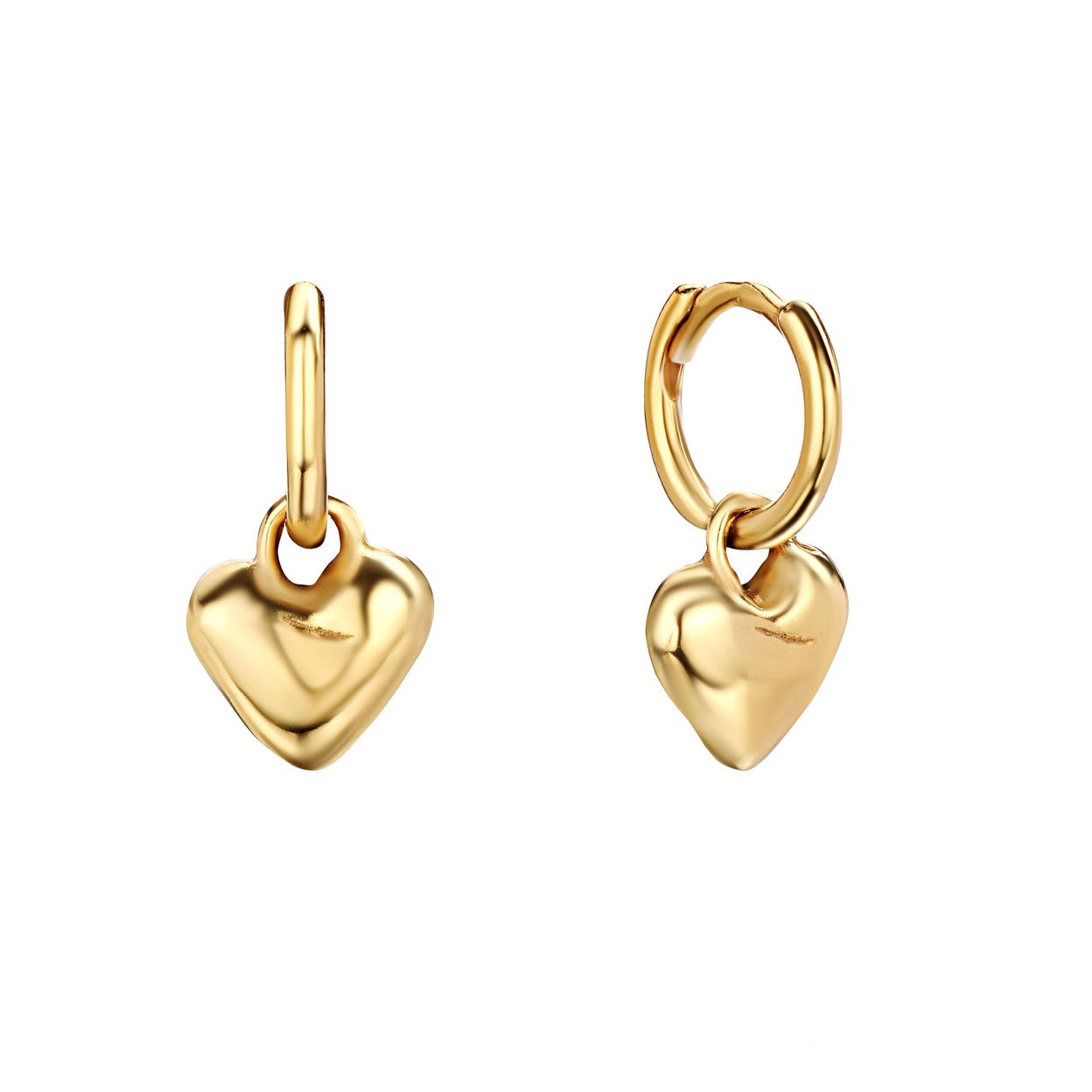 Купить LOVE ALWAYS WINS Серьги-конго с подвесами сердец, позолота