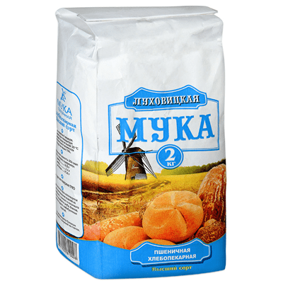 Купить МУКА ПШЕНИЧНАЯ ЛУХОВИЦКАЯ ВЫСШИЙ СОРТ 2 КГ. с доставкой на дом . Доставка продуктов Тюмень , доставка продуктов в Тюмени , dostavka-produktov-t
