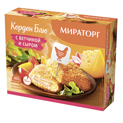Купить КОРДОН БЛЮ МИРАТОРГ С ВЕТЧИНОЙ И СЫРОМ 405 Г. доставка продуктов Тюмень . доставка продуктов в Тюмени . доставка фруктов Тюмень . доставка фрук