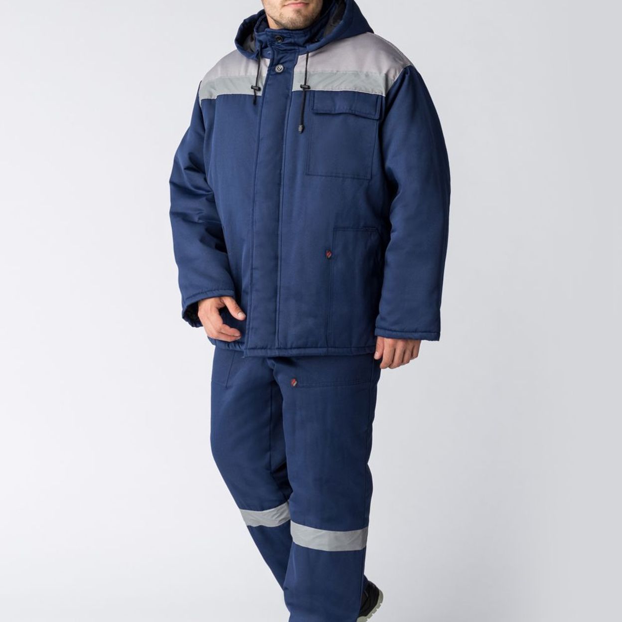 Купить Куртка зимняя для бригадира NEW (тк.Смесовая,210), т.синий/серый