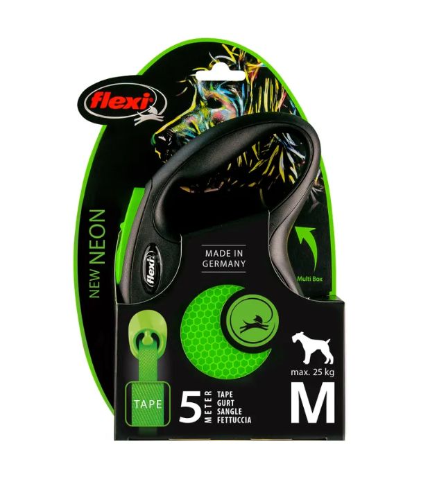 Купить Поводок-рулетка для собак Flexi New Neon M 5м до 25кг, лента