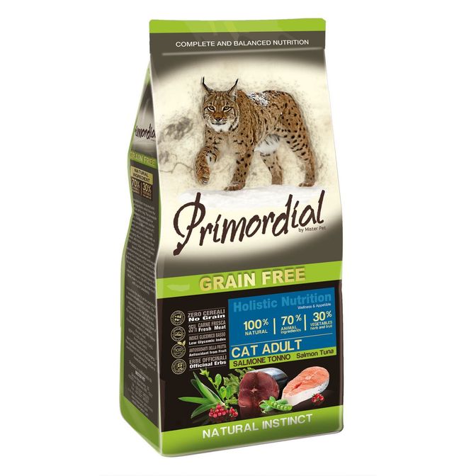 PRIMORDIAL 2кг сухой корм для кошек беззерновой лосось тунец