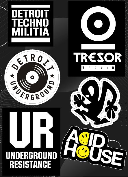 Купить Набор стикеров TECHNO Stickerpack - наклейки посвященные техно музыке