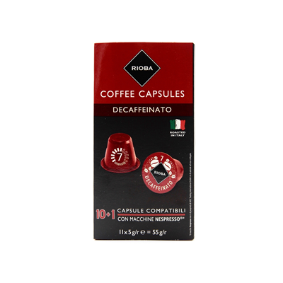 Купить RIOBA КАПСУЛЫ ДЛЯ КОФЕМАШИН DECAFFEIN 11 ШТ. X 5 Г. доставка продуктов Тюмень . доставка продуктов в Тюмени . доставка фруктов Тюмень . доставк