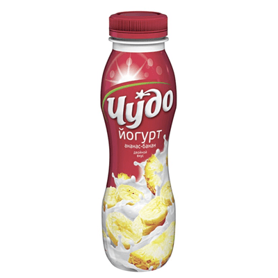 Купить ЙОГУРТ ПИТЬЕВОЙ ЧУДО АНАНАС-БАНАН 2,4% 270 Г. доставка продуктов тюмень . доставка продуктов в тюмени . доставка фруктов тюмень . доставка фрук