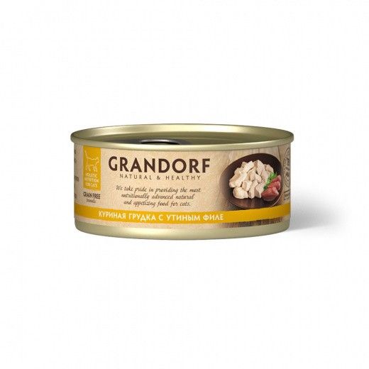 Купить GRANDORF влажный корм для кошек куриная грудка с утиным филе 70 гр