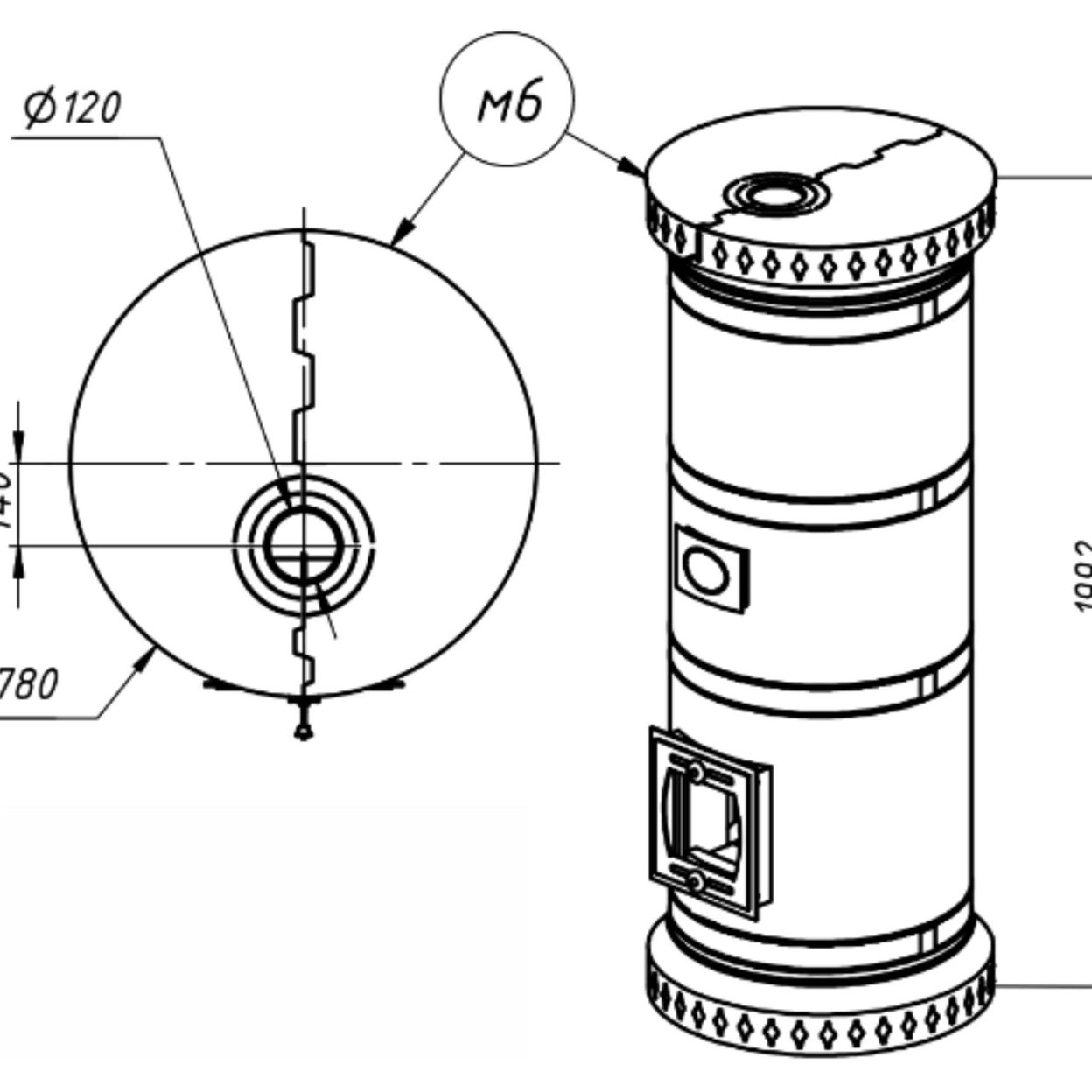 Купить Печь круглая отопительная "ЛАДЬЯ"