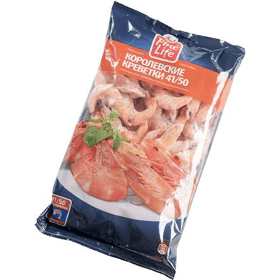 Купить КОРОЛЕВСКАЯ КРЕВЕТКА FINE LIFE С ГОЛОВОЙ 41/50 850 Г. доставка продуктов тюмень . доставка продуктов в тюмени . доставка фруктов тюмень . доста