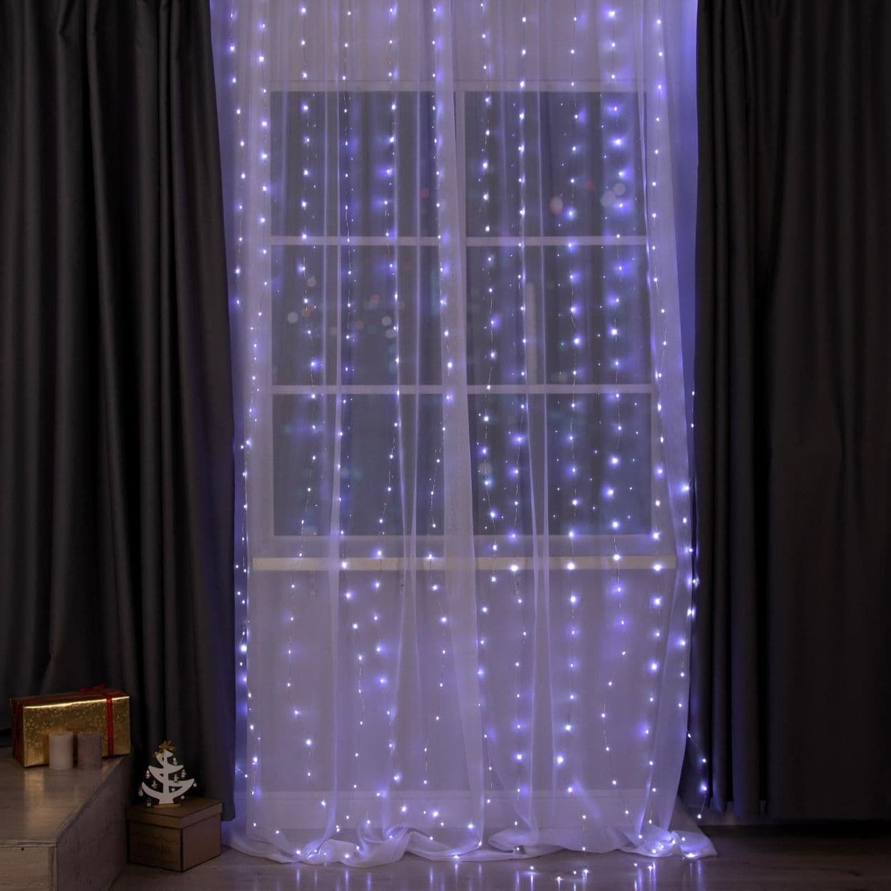 Купить Гирлянда «Занавес» 2 × 3 м роса, 450 LED, свечение белое, 8 режимов