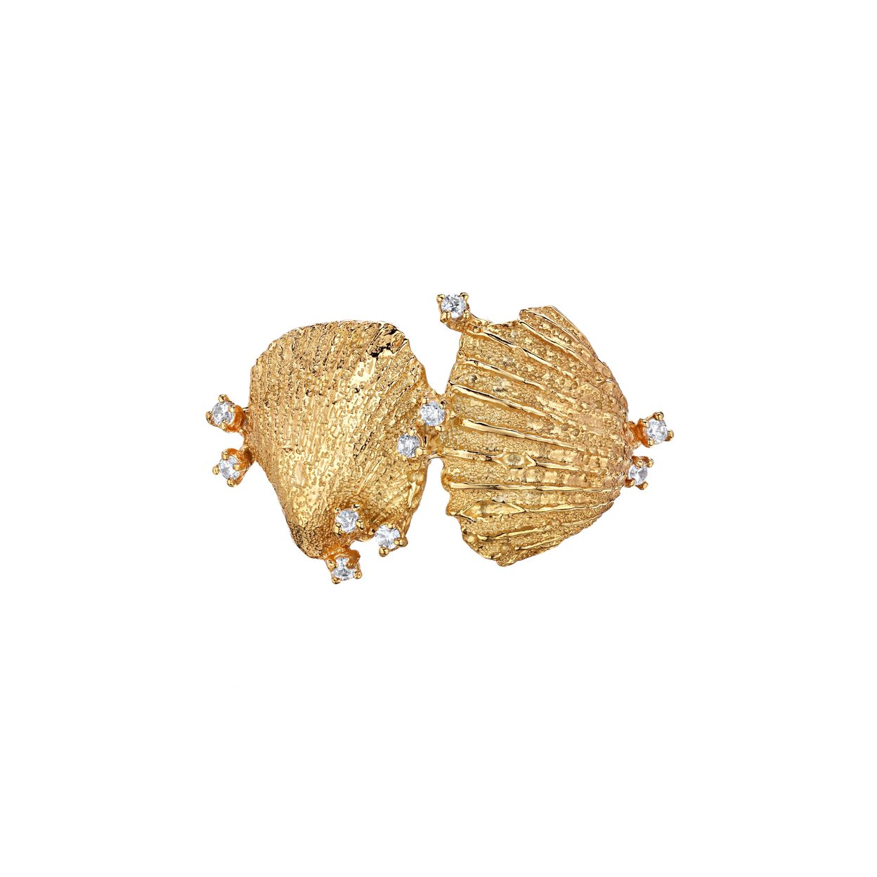 Купить MORE VNUTRI Кольцо с двумя ракушками, позолота