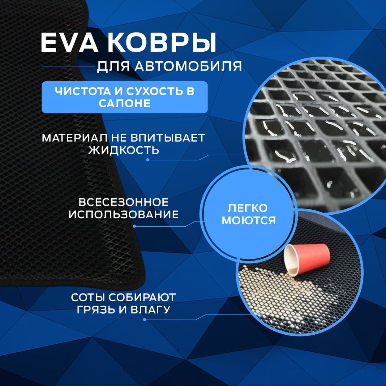 Купить Гранта Пресс-EVA 3Д Ковры (Ева, эва, коврики с бортами) Лада Гранта / Лада Калина / Датсун Ми-До, Датсун Он-До