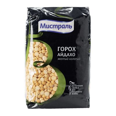 Купить ГОРОХ МИСТРАЛЬ ЖЕЛТЫЙ КОЛОТЫЙ 500 Г. с доставкой на дом . Доставка продуктов Тюмень , доставка продуктов в Тюмени , dostavka-produktov-tyumen ,