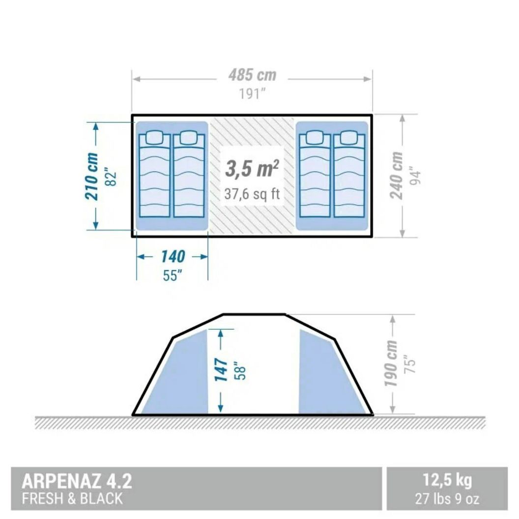 Купить Палатка 4х местная Quechua ARPENAZ 4.2, 485х240х190